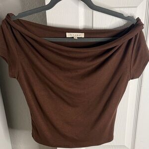 Brown Off-Shoulder Top